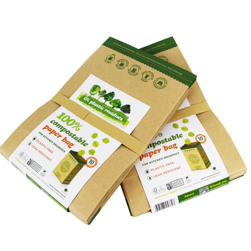 Gravure Printing Brown Kraft Paper Bag for Kitchen Garbage Packaging in Industrial
