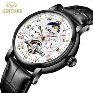 China Black Leather Luxury Mechanical Watches White Dial Automatic Movement factory