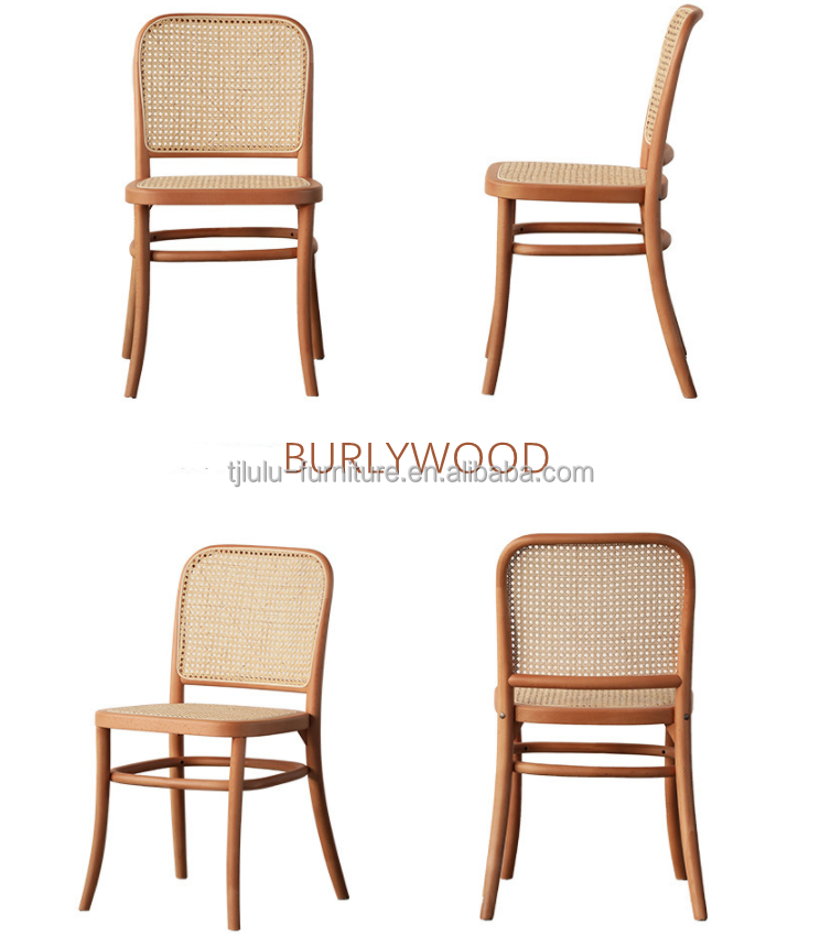 Durable Solid Wood Rattan Back Dining Chair for Dining Room Furniture W47.4CM*D44.6CM*H83.5CM