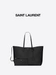 1.4lb Textured Leather Branded Ladies Handbag Black YSL Calfskin Bag East West