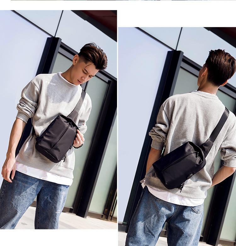 Water Resistant Polyester Lining Anti Theft Chest Sling Bags With USB 5L