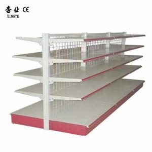 China Factory Custom Size Color Mild Steel Double Sided Free Standing Unit Supermarket Rack factory