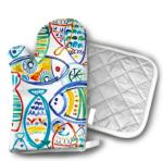 Oven Cartoon 100% Cotton Non Slip Glove Dotted AZO Free