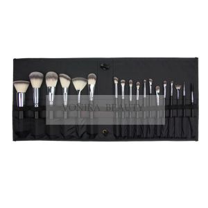 China Professional Synthetic Makeup Brushes Kit 18pcs With Black Roll Bag factory