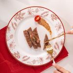 OEM And ODM Red Glaze Christmas Dinnerware Set Ceramic Bowl Porcelain Plate For