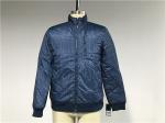 Chunky Denim Look Polyester Nylon Wadded Puffer Jacket With Rib Detail TW64465