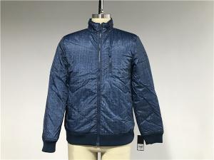 China Chunky Denim Look Polyester Nylon Wadded Puffer Jacket With Rib Detail TW64465 factory