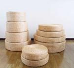 Natural Straw Household Storage Stool Grass Woven Ottoman Box Eco-Friendly Hand