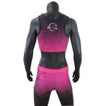 Custom Sublimation Girls Cheer Dance Clothes Crop And Shorts Pink Color