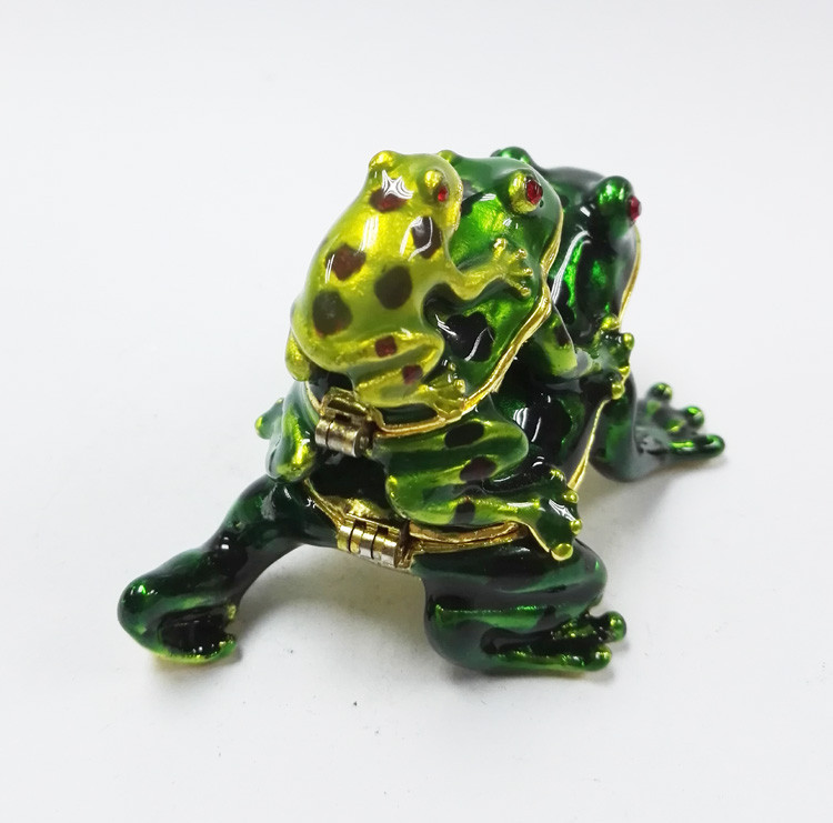 Baby Mum Frog trinket jewelry box Pewter Frog Trinket Box Jewelry Box