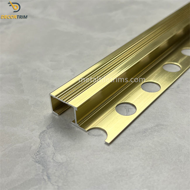 Matt Gold Bullnose Stair Nosing Tile Trim 9.9mm Aluminum Profile Trim