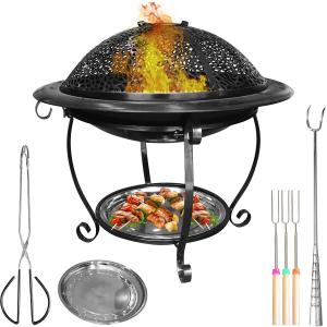 China 22'' Wood Burning Barbecue Fire Pit For BBQ Grill Backyard Garden Patio Camping Beach factory