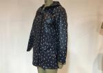 Windbread Water Proof Printed Ladies PU Jacket Coat Long Style Navy Color