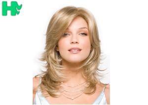China 16 Inch Clip In Hair Extensions Natural Hairline Full Lace Wigs Light Blonde factory
