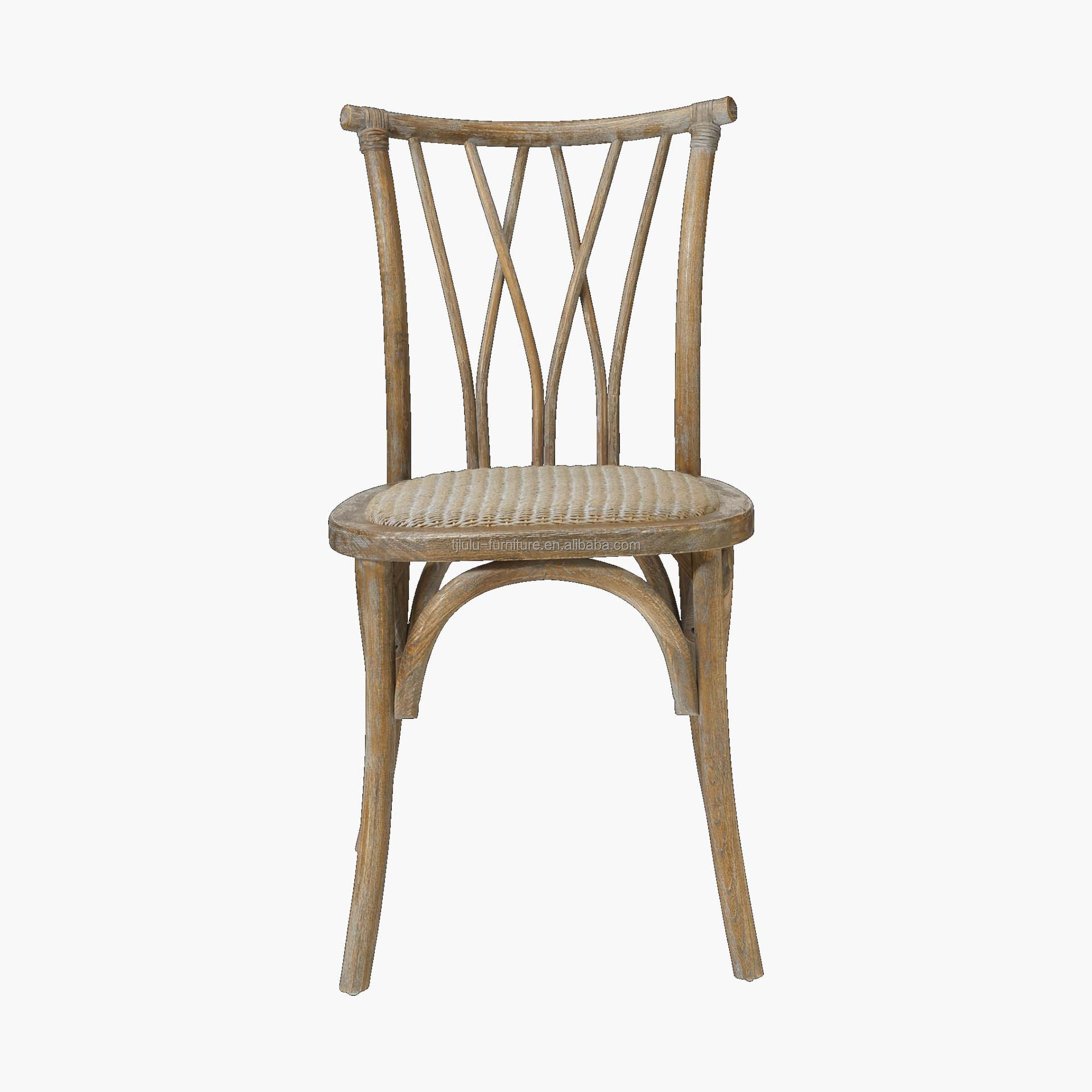 Vintage X Cross Back Wood Chair for Hotel Wedding Event Restaurant Banquet Dining Stackable and Antique Wedding Chair