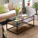Industrial Coffee Table, Glass Top Coffee Table, Living Room Coffee Table,