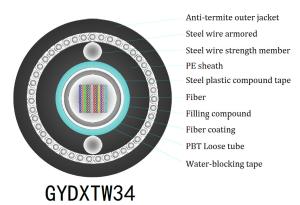China GYDXTW34 Central Loose Tube Cable , G652D 12 Core Fiber Optic Cable factory