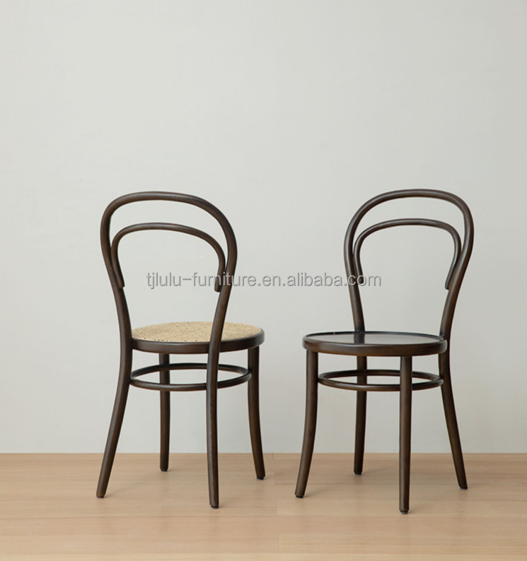 Nordic Rattan Dining Chairs Wooden High Back Banquet Chairs in Mid-Century Modern Style with Solid Wood Bistro Chair