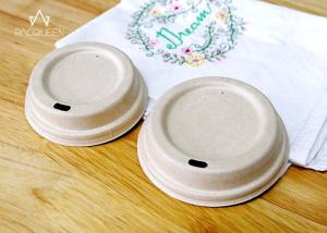 China White / Nature Color Disposable Lids 100 Percent Biodegradable Bagasse Pulp factory