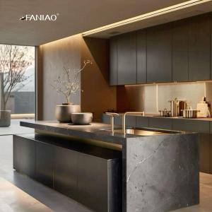 China Cabinets Supplier Modern Island Kitchen Designs Complete Metal Laminate Glossy Kitchen Cabinets factory