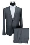 Slim Fit Mens 2 Piece Suit Breathable Adults Gentleman Grey Whit Elastic