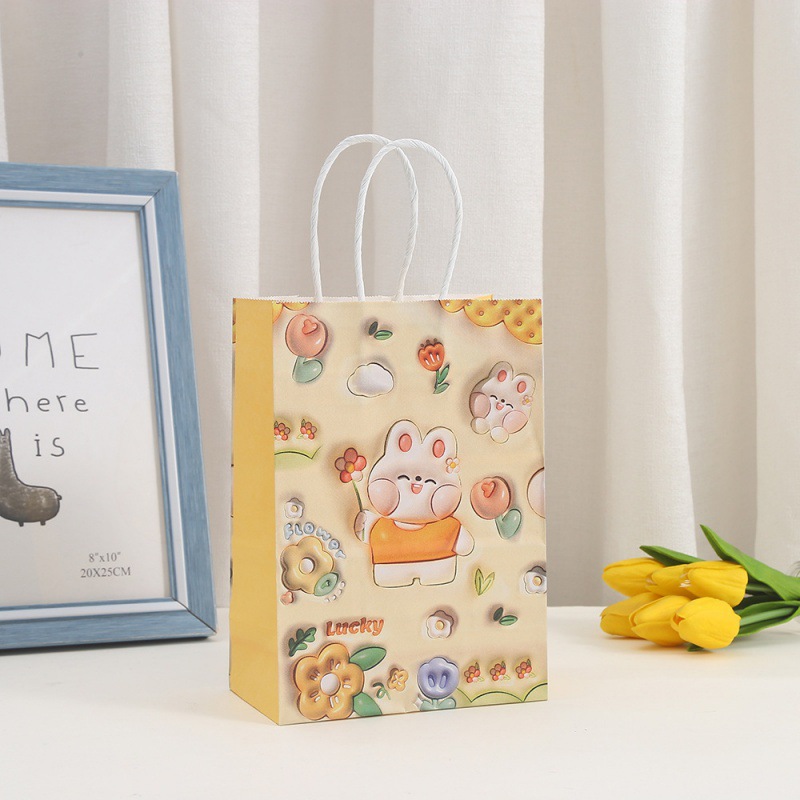 Cute Bunny Embossed Easter Party Decoration Bag Custom Color Accepted Bio-degradable