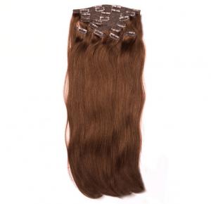 China Dual Weft Virgin Clip In Hair Extensions / Straight Remy Human Hair Clip In on sale