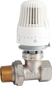China 4604 Brass TRV Thermostatic Supply Valve Straight Type DN20 DN25 Nickel Plated w/ Female Threads End x Flex. Male Nipple factory