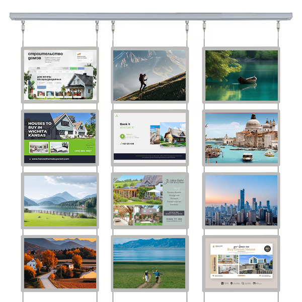 Horizontal Hanging Crystal Light Box 210 X 297mm Slim LED Sign Board Display