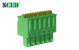 China Green Spacing 3.5mm Pluggable Terminal Block Female 300V / 8A UL94-V0 factory