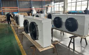 China Inner Grooved Heat Exchanger Cold Room Air Cooler Blue With Copper Tube factory