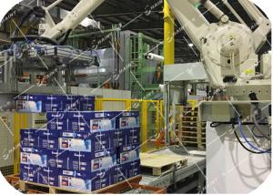 China Paper Mill Automatic Palletizer Machine , Robotic Palletizing System For Carton Boxes on sale