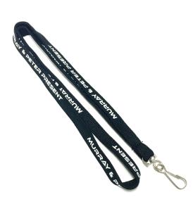 China Cool Black Tubular Lanyard With J Hook Print White Logo Activity Event factory