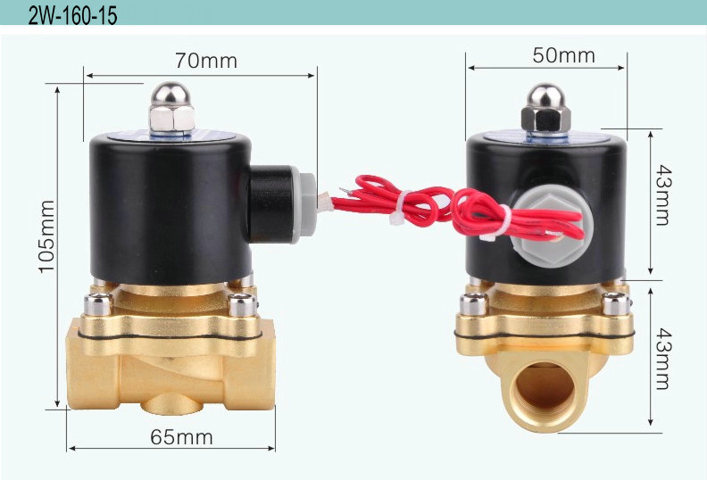 2W-160-15 Water Solenoid Valve Low Voltage Fuild Temperature Below 80°C