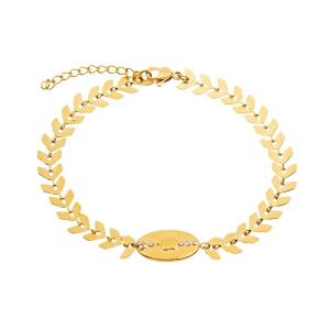 China Metal Leaves Charm Wristband Fancy Chain Bracelets Polished For Unisex factory