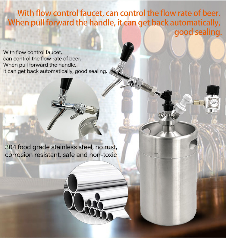 5L Home Brew Pressurized Ball Lock Mini Keg Cornelius Growler Dispenser