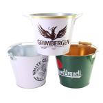 Rust Resistant Metal Tin Cans Round Galvanized Metal Ice Bucket With Bottle