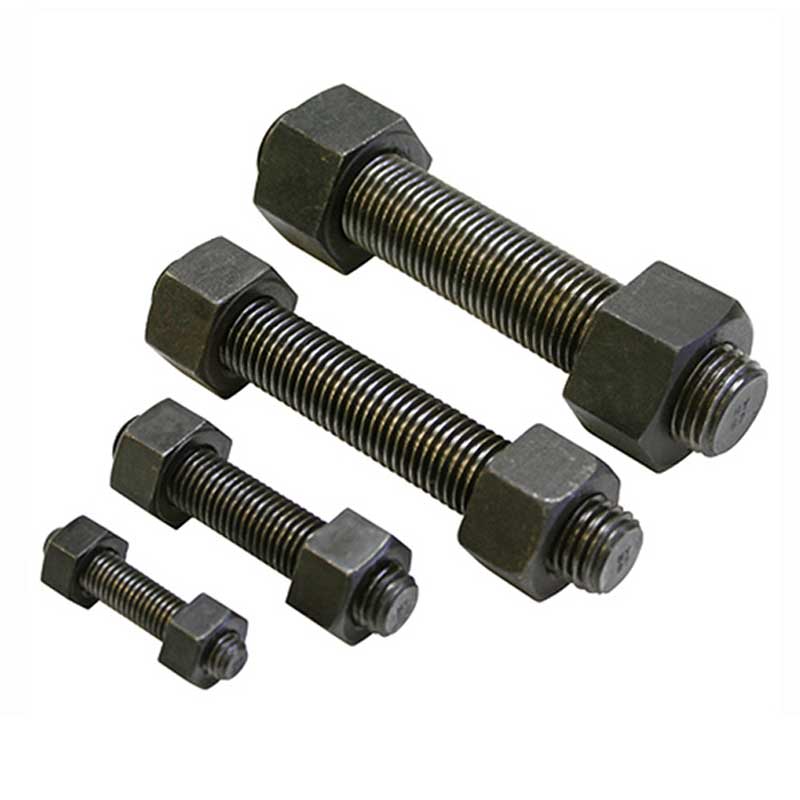 Black Finish Carbon Steel ASTM A193 Gr B7 High Tensile Strength Stud Bar Bolt With A194 2H