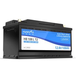 China H8 12V 108AH LiFePo4 Car Start Stop Battery 3000 Cycles CCA 1360A Auto Starting Battery factory