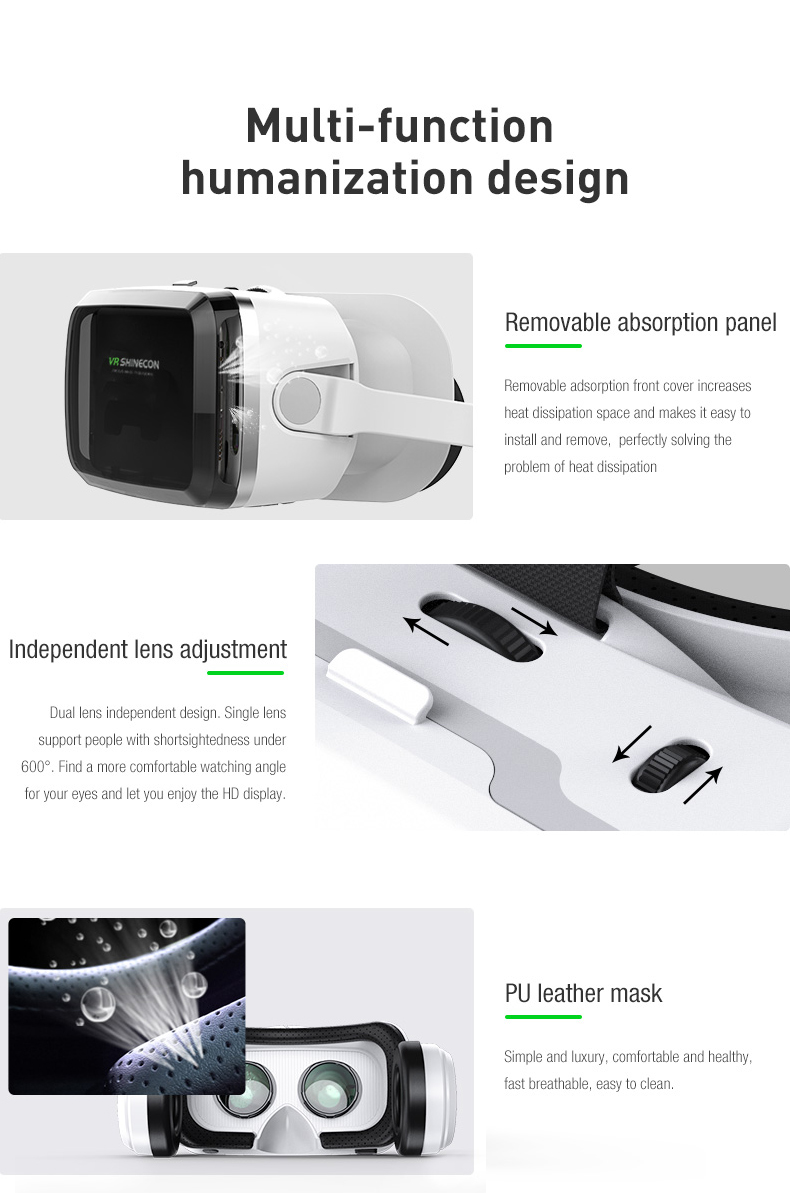 Wireless Headphones AR Headset for TV Movie Video Games Compatible IOS Android Virtual Reality Smart VR Box 3D Glasses Helmets