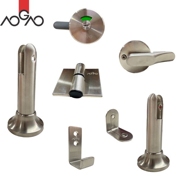 Matte Customizable Toilet Cubicle Door Hinges Bathroom Stall Accessories