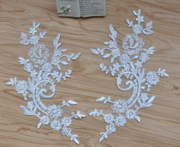 Cord Lace Applique Ivory Color Embroidery Flower for Wedding Dress embroidery