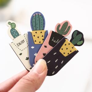 China Custom Shape Magnetic Bookmark Clips Cactus Page Divider Tabs factory