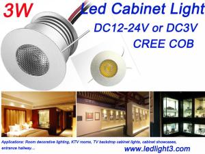 China Mini 3W Led Cabinet Light Indoor Showcase KTV Rooms lighting DC12V CREE COB Led Lamp factory