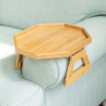 Wood Bamboo 13" X 10.5" Tray Sofa Table Clamp On Design