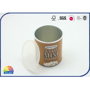 Rolled Edge Packaging Composite Paper Tube Metal Tin Cylinder With Insert Plastic Lid