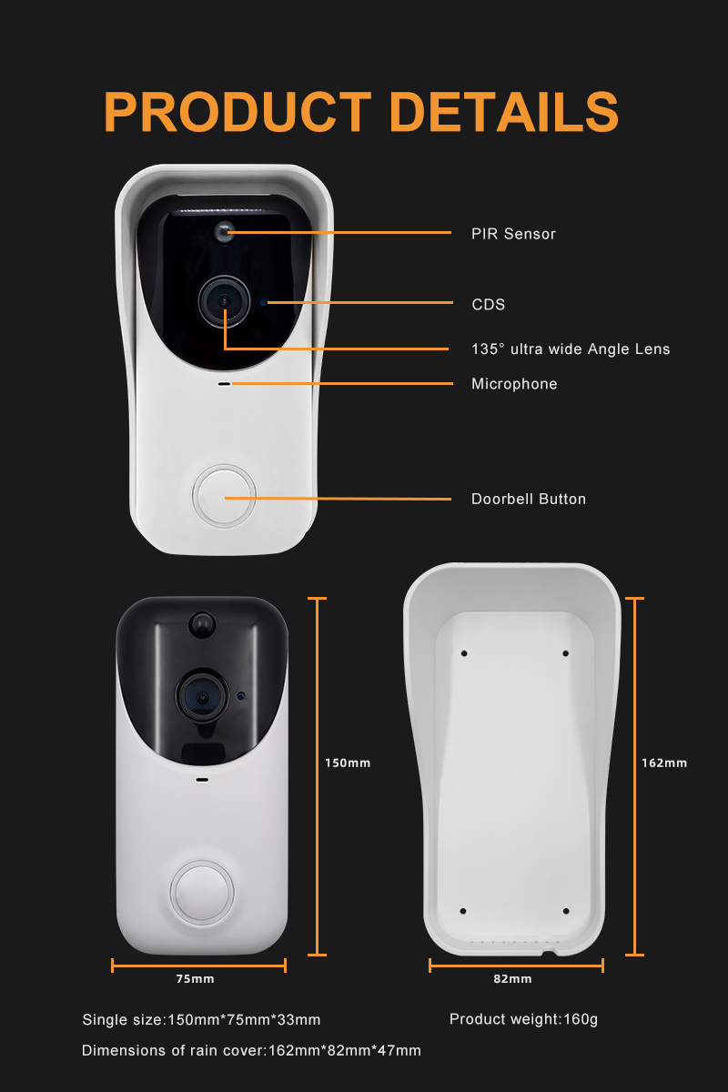 6pcs IR LED Smart Video Doorbell 1080P Tuya Smart Life Video Doorbell