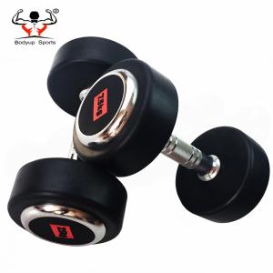 China Round Head Shaped Fitness Equipment Dumbbells PU With Steel Material factory