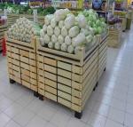 Bottomless Wooden Retail Display Shelves / Fruit Vegetable Wooden Shop Shelving