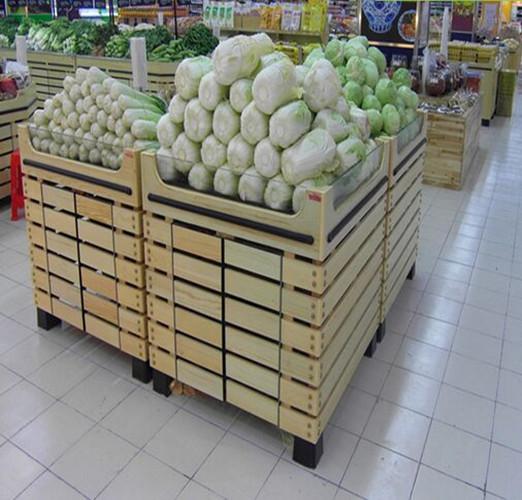 Bottomless Wooden Retail Display Shelves / Fruit Vegetable Wooden Shop Shelving